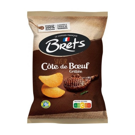 Patatina të valëzuara me shije brinjë viçi të pjekura në skarë